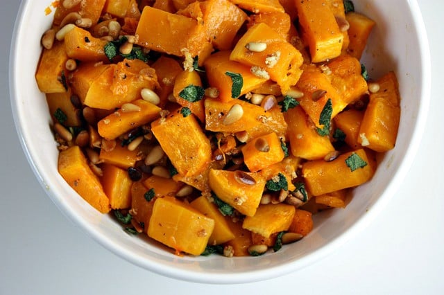 Roasted Butternut Squash with Garlic, Sage and Pine Nuts