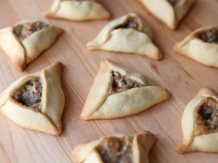 Rabbi Olitzky\'s Chocolate Cream Cheese Hamantaschen - Hamantaschen with chocolate cream cheese filling from a rabbi\'s family recipe. Kosher, Dairy, pareve dough.