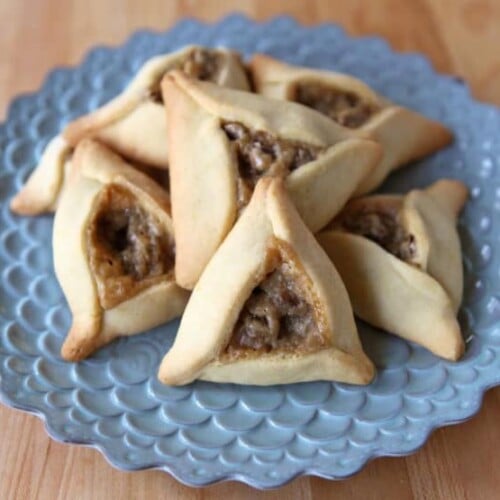 Rabbi Olitzky's Chocolate Cream Cheese Hamantaschen - Hamantaschen with chocolate cream cheese filling from a rabbi's family recipe. Kosher, Dairy, pareve dough.