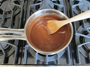 Melting chocolate in a double boiler.
