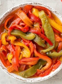 A bowl of roasted peppers