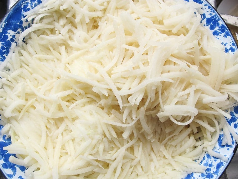 Passover Potato Kugel - Traditional Jewish Kugel with Potatoes, Onions and Eggs for the Passover Holiday.