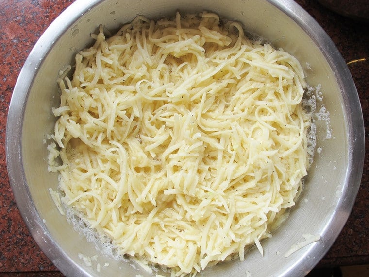 Passover Potato Kugel - Traditional Jewish Kugel with Potatoes, Onions and Eggs for the Passover Holiday.