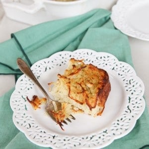 Passover Potato Kugel - Traditional Jewish Kugel with Potatoes, Onions and Eggs for the Passover Holiday.