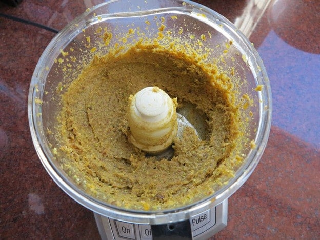 Dried fruit pulsed in a food processor.