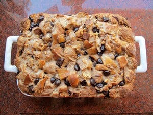 Challah bread pudding baked.