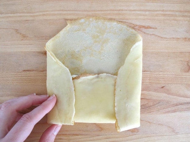 Both sides of blintz folded over filling.