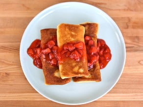 Cheese Blintzes with Strawberry Topping