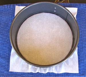 Springform pan with parchment paper