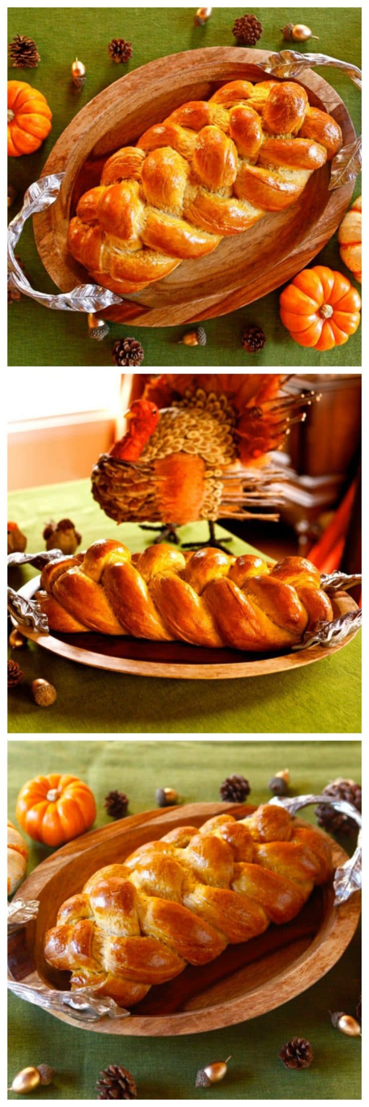 Pumpkin Challah - A mildly sweet, spice-scented challah. Perfect for Sukkot, Thanksgiving or any autumn meal. Kosher.