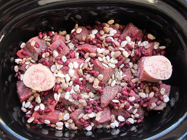 Cholent - Slow-cooked stew for Shabbat, also known as Chamin, Dafina, and Skhina. Easy Delicious Recipe on ToriAvey.com