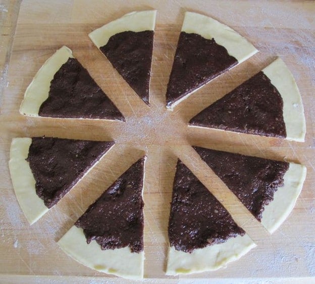 Dough circle cut into eights.