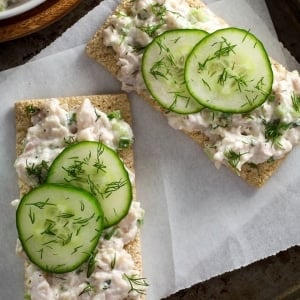 Jewish whitefish salad with celery and herbs. Kosher, dairy or pareve.