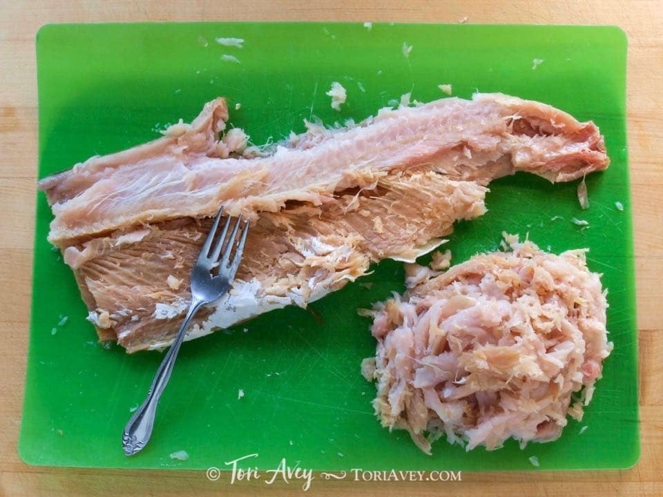 Whitefish Salad - The history of smoked fish, "appetizing", and a recipe for Jewish whitefish salad with celery and herbs. Kosher, dairy or pareve.