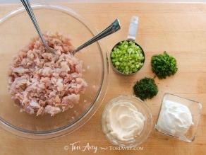 Whitefish Salad - The history of smoked fish, "appetizing", and a recipe for Jewish whitefish salad with celery and herbs. Kosher, dairy or pareve.
