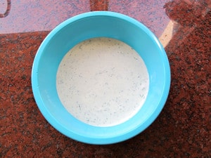 Mayonnaise sauce in a small bowl.