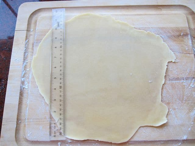 Roll dough into a large square.