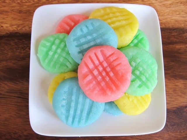 Cream Cheese Candies - Learn to make colorful and tasty Cream Cheese Candies in a variety of flavors and colors. Simple, rich and delicious wedding-style treats. Dairy.