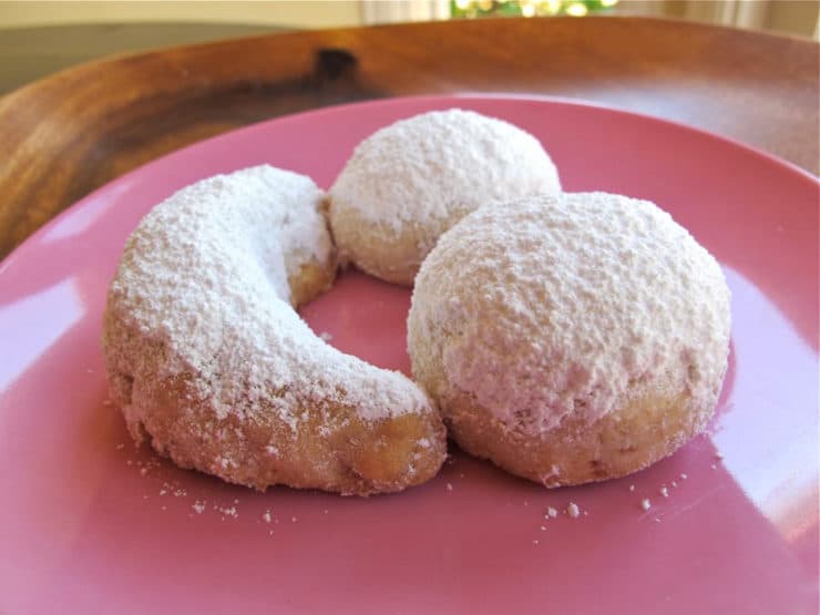 Greek Butter Cookies - This authentic recipe for Rena Carasso\'s Kourabiedes, aka Greek Butter Cookies, appears in the Holocaust Survivor Cookbook. Kosher, Dairy.