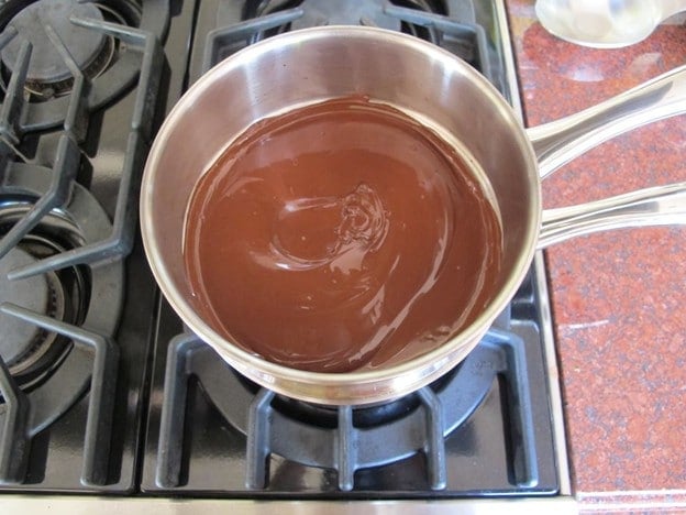 Melting chocolate in a double boiler.