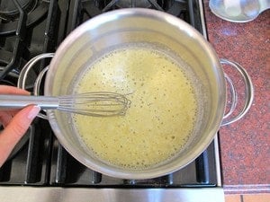 Beginning to make a bechamel sauce.