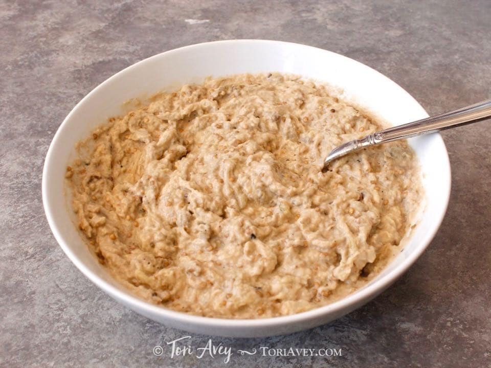 Baba Ghanoush ingredients in a bowl.