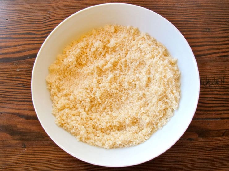 Vanilla and sugar mixed in a bowl.