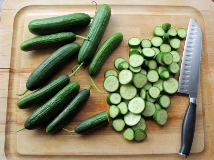 Persian cucumbers sliced into rounds.