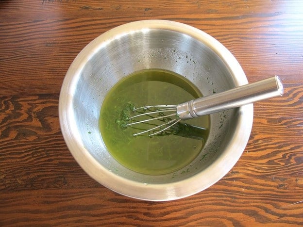 Dressing in a small mixing bowl.