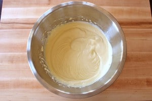 Whipping cream and pudding mixed in a bowl.