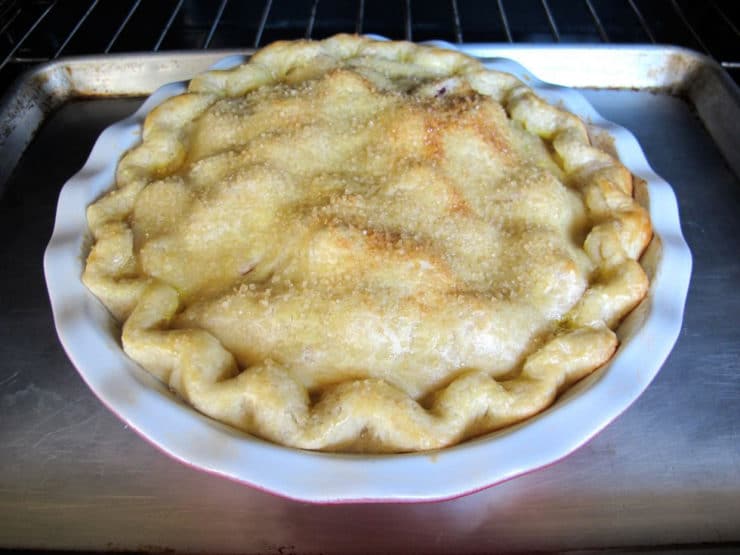 Baked strawberry rhubarb pie.