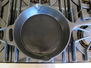 Cast iron skillet greased with butter.