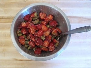 Tapioca and sugar stirred into strawberry filling.