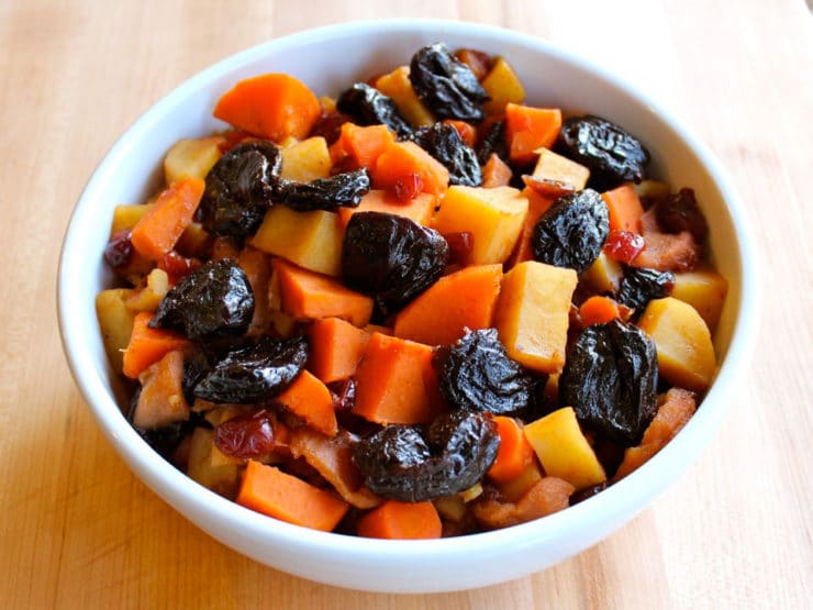 Stovetop Tzimmes - Traditional Jewish tzimmes with yams, sweet potatoes and more. Perfect for Rosh Hashanah, Passover, or any festive occasion. Kosher, Meat or Pareve.
