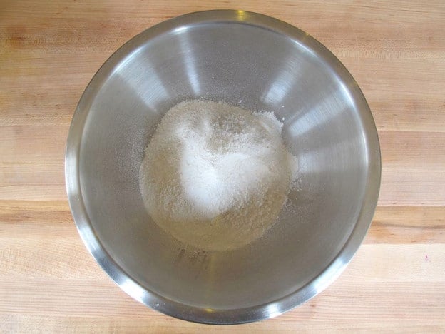Flour sifted into a mixing bowl.