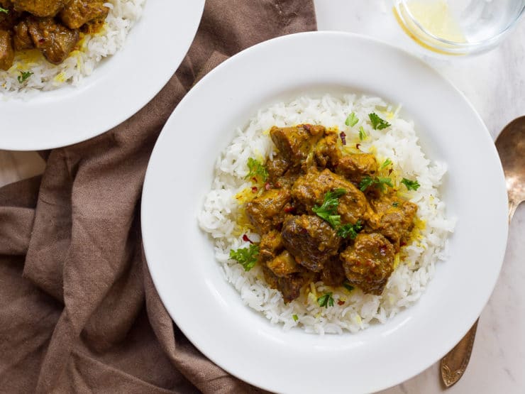 Persian Lamb Stew - Slow-cooked tender meat with turmeric, onions and red pepper flakes. Easy savory recipe.