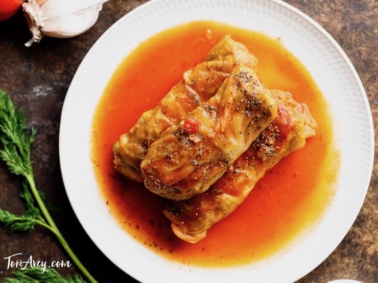 Stuffed Cabbage Leaves - Delicious Savory Recipe and Video Tutorial | Tori Avey