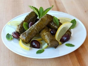 Stuffed Grape Leaves with Lemon and Olives
