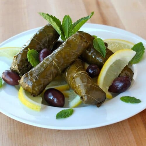 Stuffed Grape Leaves with Lemon and Olives