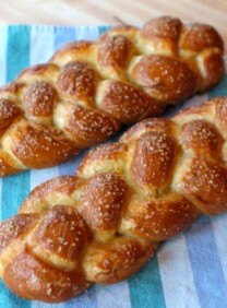 A braided loaf of bread with a twist, combining the flavors of pretzel and challah