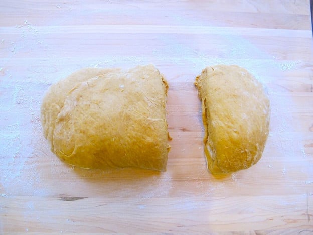 Section off one third of challah dough and set aside.