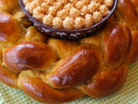 Pumpkin Challah Centerpiece with Honey Butter Pinterest Pin