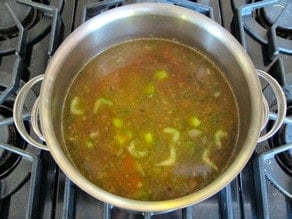 Remaining ingredients added to soup in stockpot.