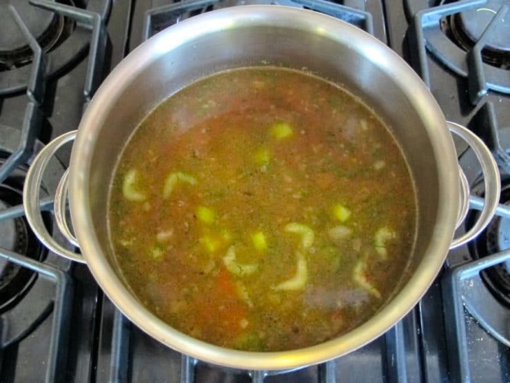 Remaining ingredients added to soup in stockpot.