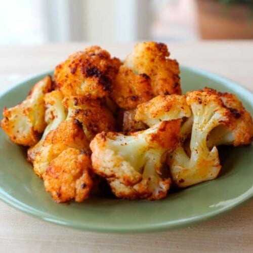 Smoky Roasted Cauliflower - How to roast cauliflower with smoked paprika, olive oil, and salt. Easy, tasty recipe. Healthy, gluten free, dairy free, vegan, kosher, pareve.