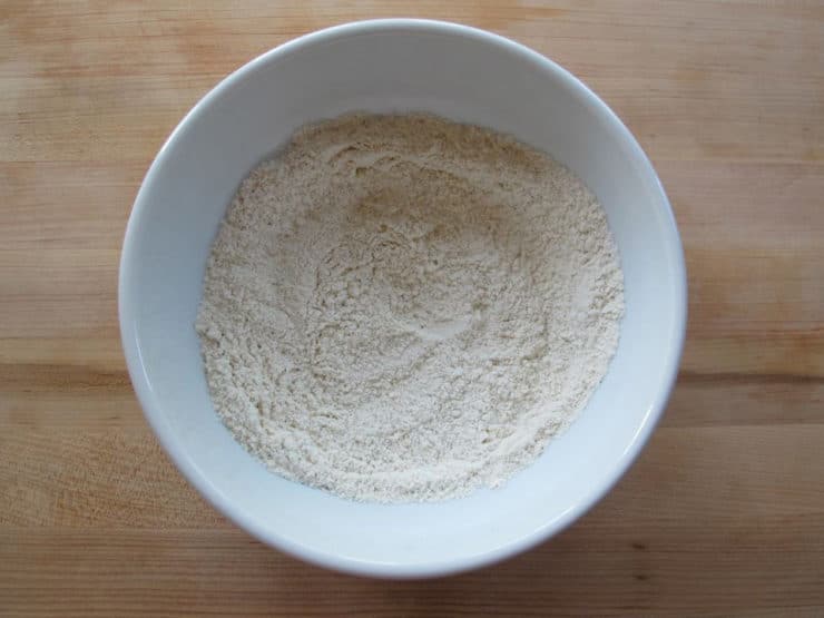 Flour and seasonings mixed in a bowl.