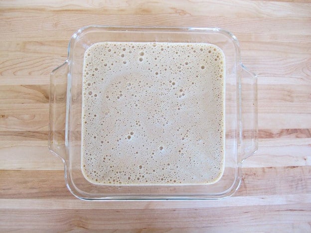 French toast batter in a dish.