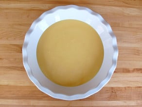 Condensed milk in a pie plate.
