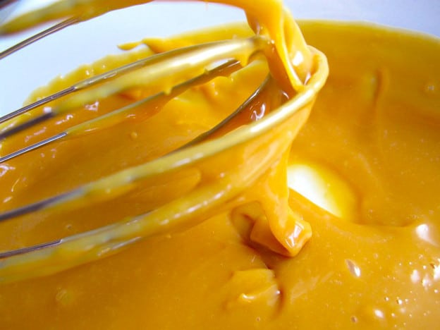 Whisk dulce de leche.