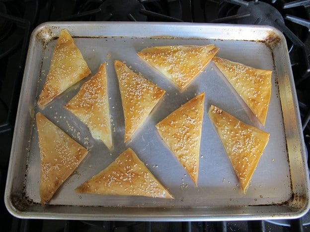 Baked filo dough Bourekas.
